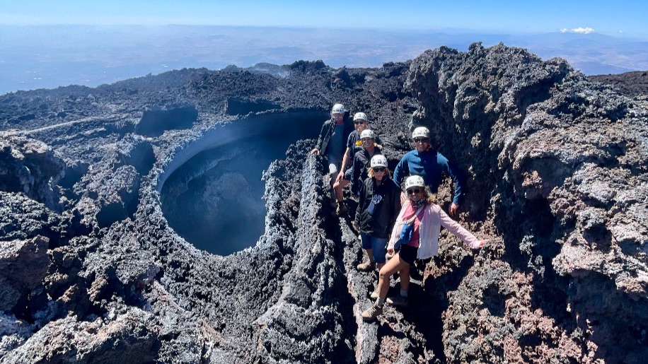 Family group in front of Lava fracture of August 2025 - Mount Etna Hike Tour