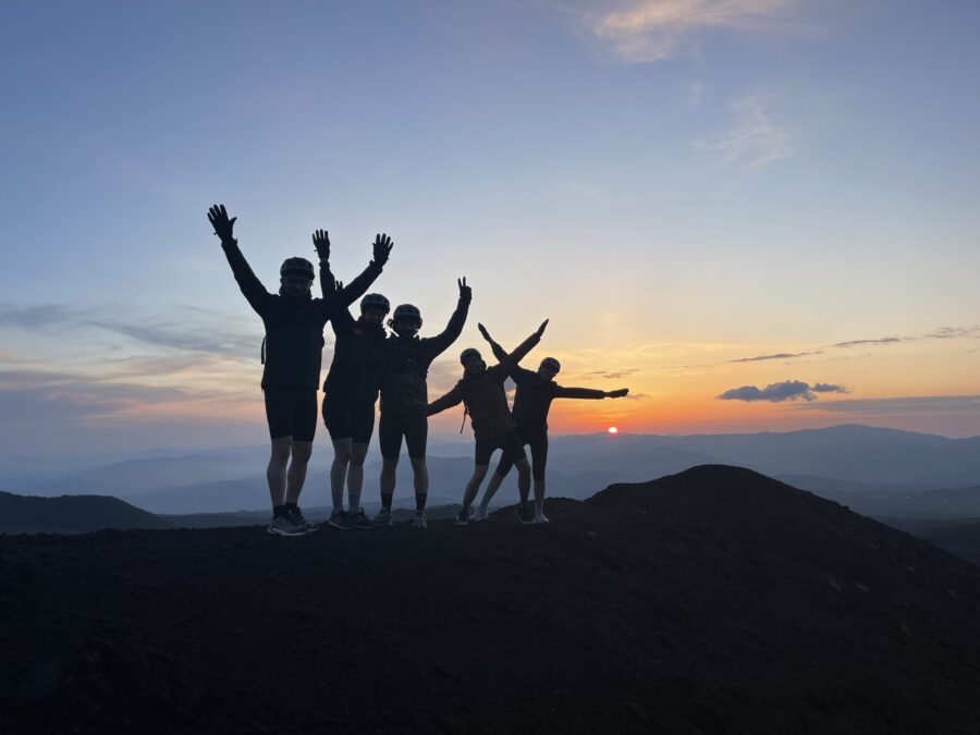 Etna sunset ebike with clients enjoying - Sunset on the background