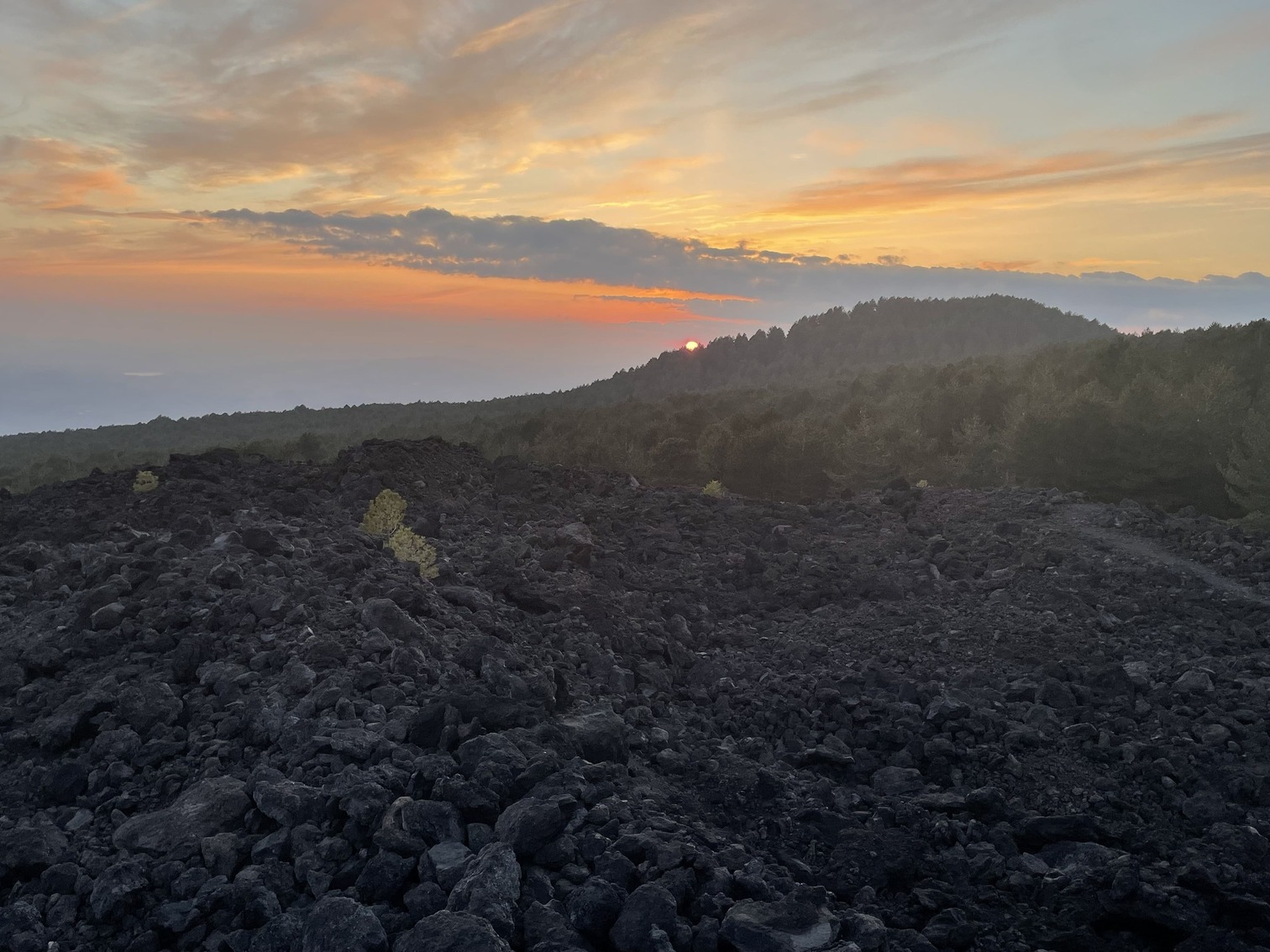 Etna Sunset Hike - Sun set beyond the crater